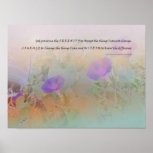 Serene Morning Glories Serenity Prayer Poster