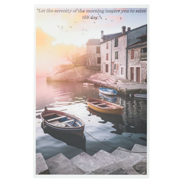Serene Morning, Misty Harbor Metal Print (Front)