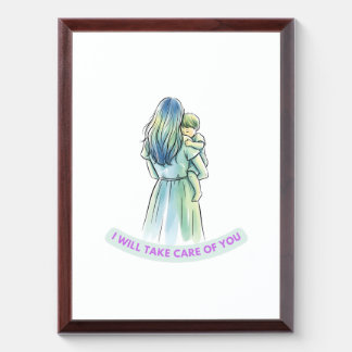 Serene Mother & Child Watercolor Embrace T-Shirt Award Plaque
