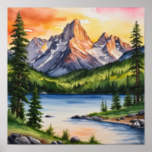Serene Mountain and Trees poster