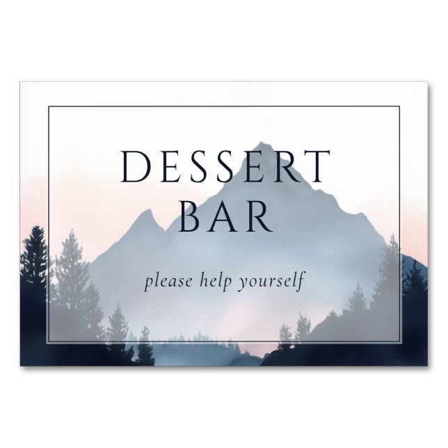 Serene Mountain Dessert Bar Invitation Table Number (Front)