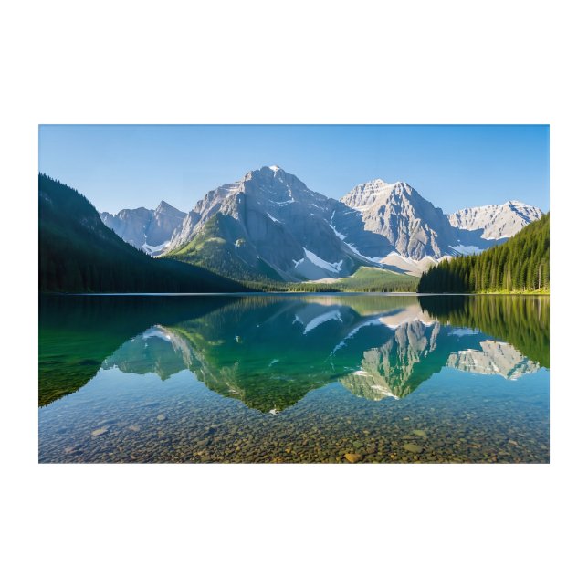 Serene Mountain Lake Reflection Acrylic Print (Front)