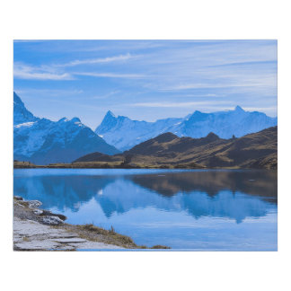 Serene Mountain Landscape with Flowing River Faux Canvas Print