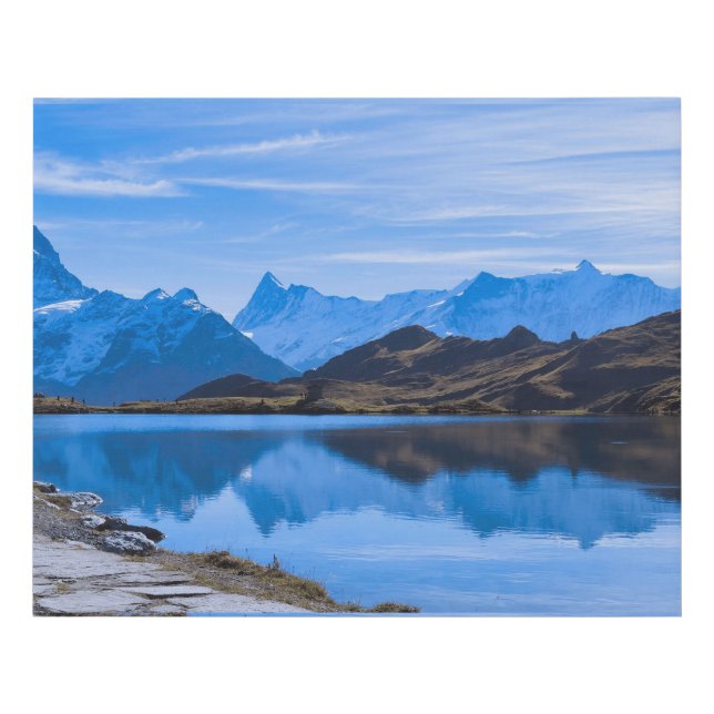 Serene Mountain Landscape with Flowing River Faux Canvas Print (Front)