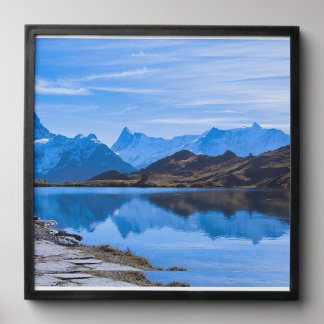 Serene Mountain Landscape with Flowing River Peel And Stick Photo Tile