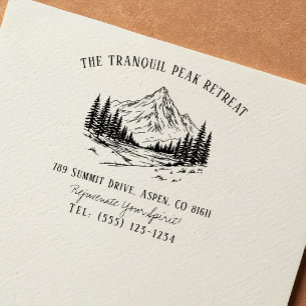 Serene Mountain Peak Stamp for Luxury Spa Retreat