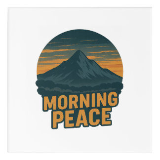 Serene Mountain Sunrise Retro Emblem Acrylic Print