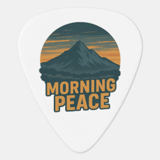 Serene Mountain Sunrise Retro Emblem Guitar Pick