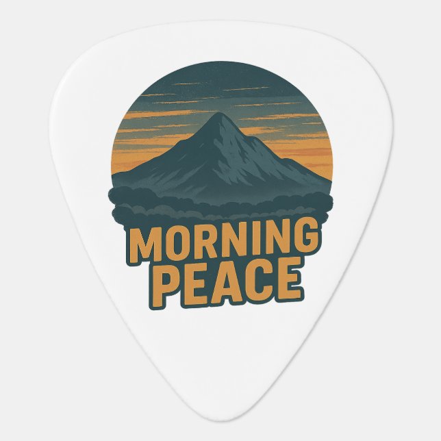 Serene Mountain Sunrise Retro Emblem Guitar Pick (Front)