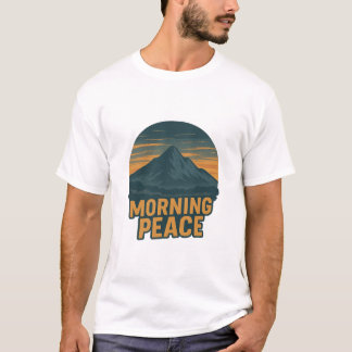 Serene Mountain Sunrise Retro Emblem T-Shirt