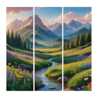 Serene Mountain Valley Landscape Wall Art Print