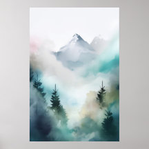 Serene Mountain Watercolor Abstract Art Download