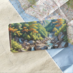 Serene Mountain Waterfall Landscape License Plate