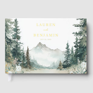 Serene Mountain Wedding Foil Guest Book
