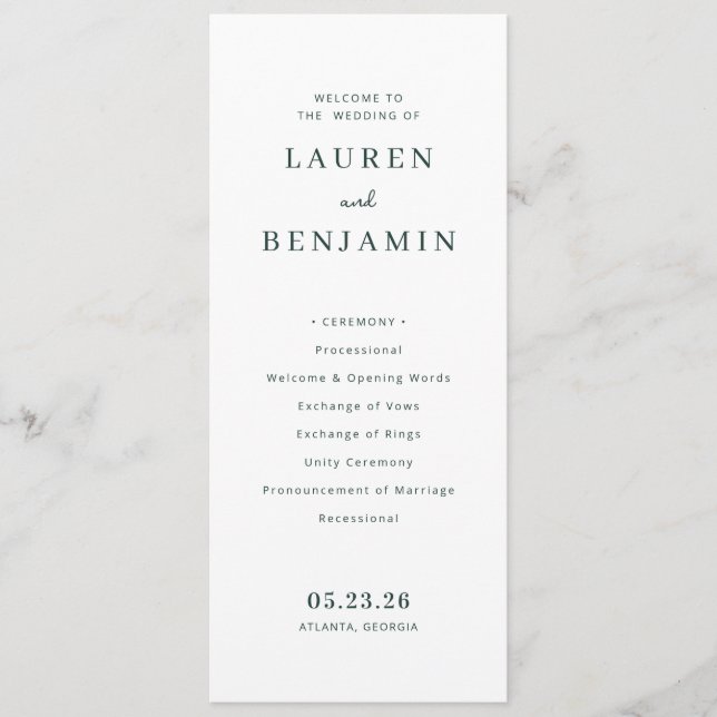 Serene Mountain Wedding Program (Front)