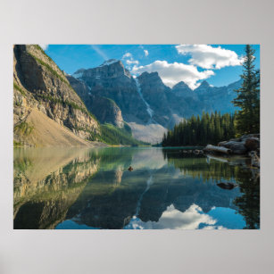 Serene Mountains Behind River Nature Scene Poster