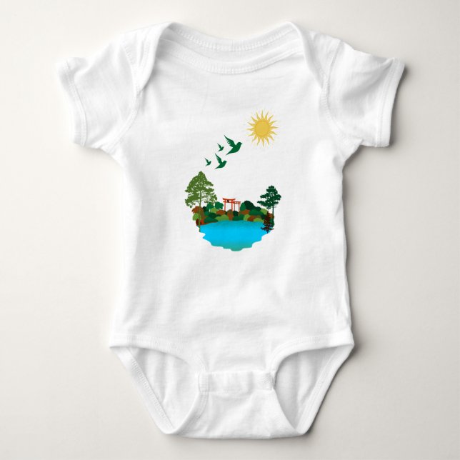 Serene Nature-Inspired Baby Bodysuit . (Front)