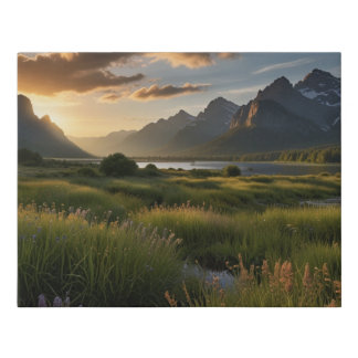 Serene Nature Landscape Scene Faux Canvas Print