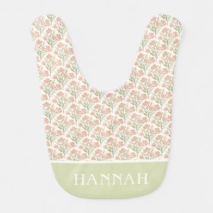 Serene Neutral Florals Monogrammed Baby Bib