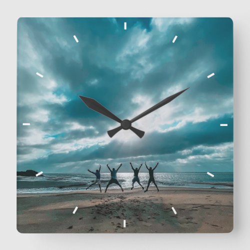 Serene Ocean Sunset Beach Coastal Christmas Gift Square Wall Clock