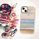 Serene Ocean Sunset Sunrise Monogram Samsung Galaxy S22 Case<br><div class="desc">Phone case for the Galaxy line or iPhones. Calm ocean water and beach sand with pink-orange sky at sunrise, or sunset. A distressed letter at the top can be for a first initial. If your initial doesn’t fit the case you need, use the customize area to move it, or contact...</div>