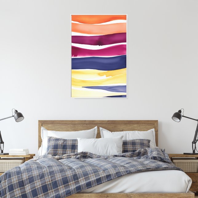 Serene Ocean Symphony: Abstract Wave-Inspired  Canvas Print (Insitu(Bedroom))