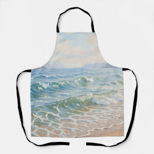 Serene Ocean Waves Crashing Sandy Beach Coastal Apron