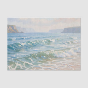 Serene Ocean Waves Crashing Sandy Beach Coastal  Tissue Paper