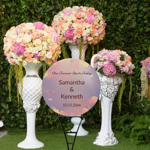 Serene Our Forever Starts Today Round Wedding Sign