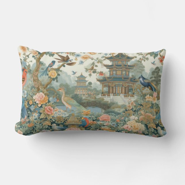 Serene Pagoda Gardens Lumbar Pillow (Front)