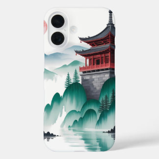Serene Pagoda Moon iPhone 16 Case