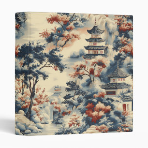 Serene Pagodas in a Mountainous Landscape 3 Ring Binder