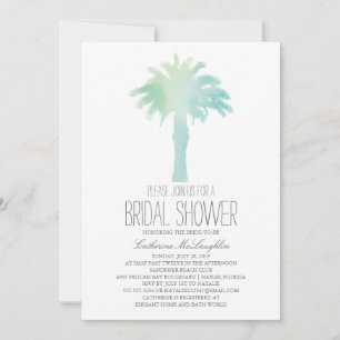 Serene Palm Tree Watercolor Bridal Shower Invitation
