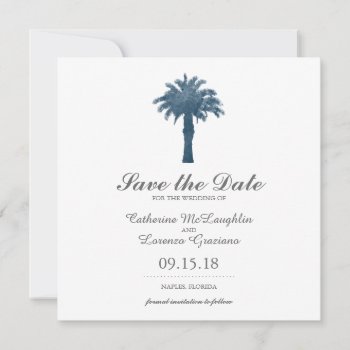 Serene Palm Tree Watercolor Save The Date by labellarue at Zazzle