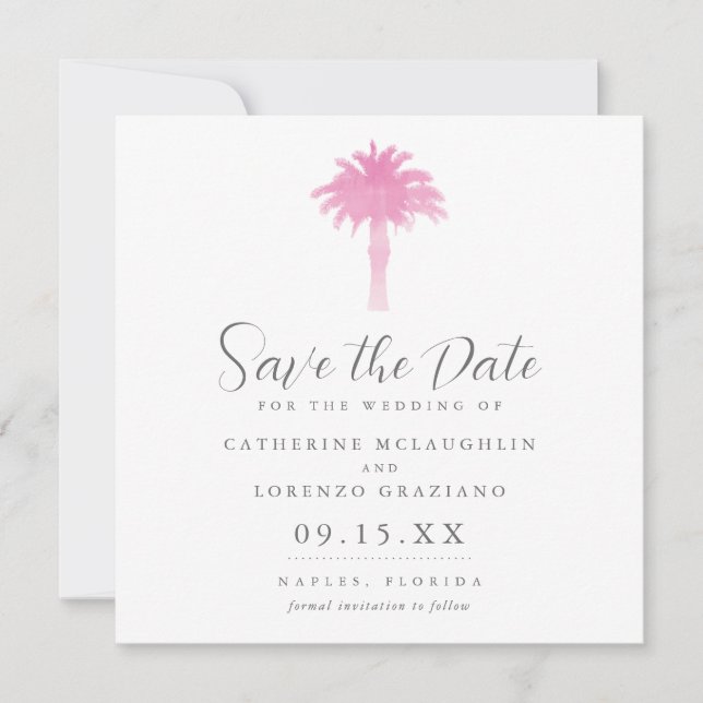 Serene Palm Tree Watercolor | Save the Date (Front)