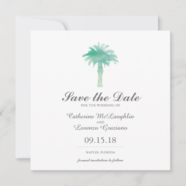Serene Palm Tree Watercolor | Save the Date (Front)