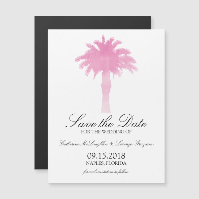 Serene Palm Tree Watercolor | Save the Date Magnetic Invitation (Front/Back)