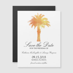 Serene Palm Tree Watercolor Save the Date Magnetic Invitation