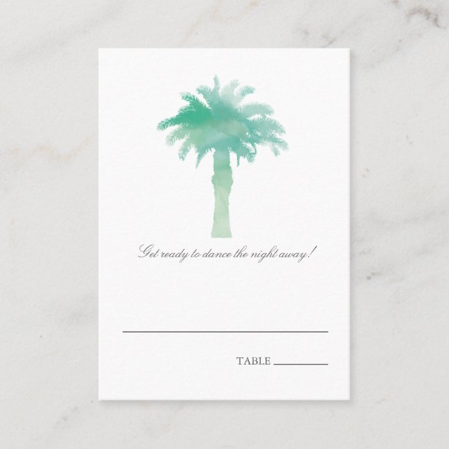 Serene Palm Tree Watercolor | Seating Card (Front)