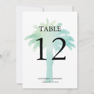 Serene Palm Tree Watercolor   Table Number