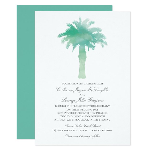 Serene Palm Tree Watercolor  | Wedding Invitation