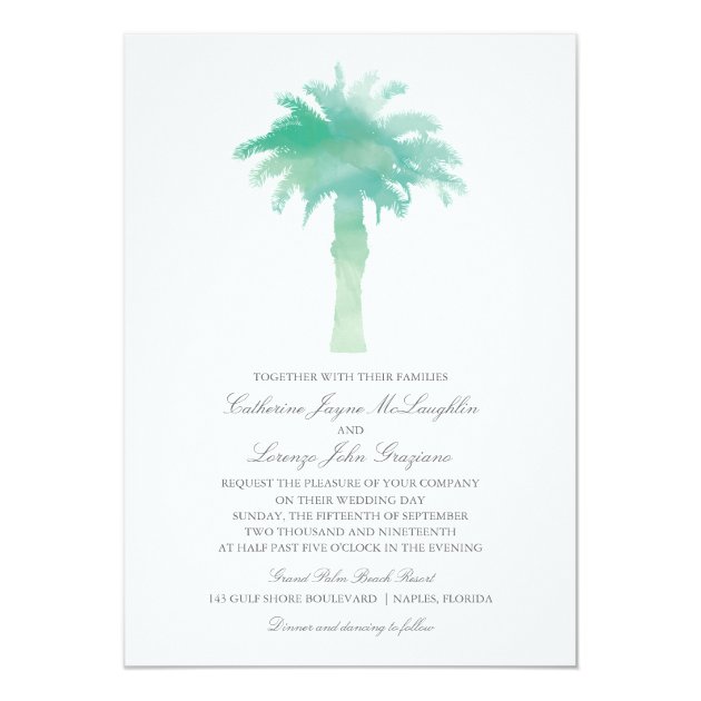 Serene Palm Tree Watercolor  | Wedding Invitation