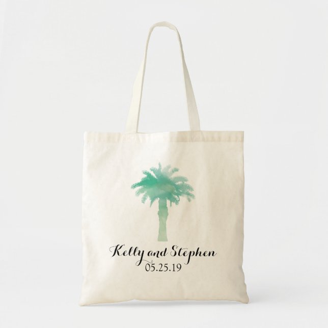 Serene Palm Tree Watercolor | Wedding Guest Bag (Front)