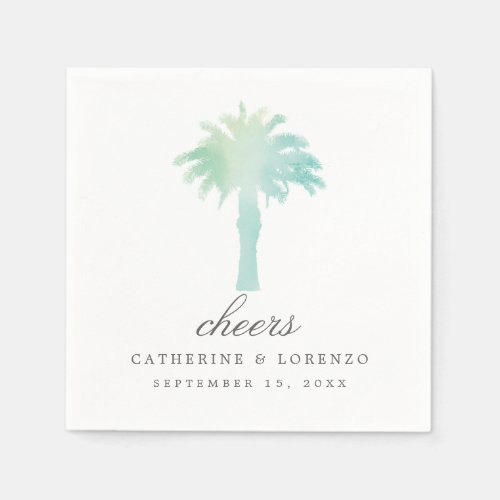 Serene Palm Tree Watercolor  Wedding Paper Napkins