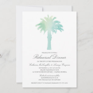 Serene Palm Tree Watercolor Wedding Rehearsal Invitation