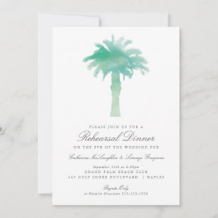 Serene Palm Tree Watercolor Wedding Rehearsal Invitation