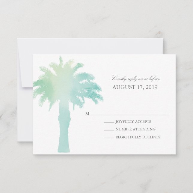 Serene Palm Tree Watercolor  | Wedding RSVP (Front)