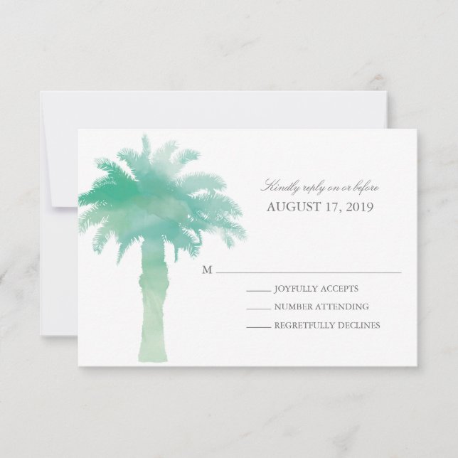 Serene Palm Tree Watercolor  | Wedding RSVP (Front)