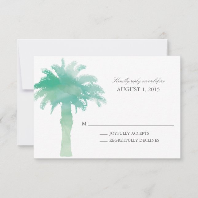 Serene Palm Tree Watercolor  | Wedding RSVP (Front)