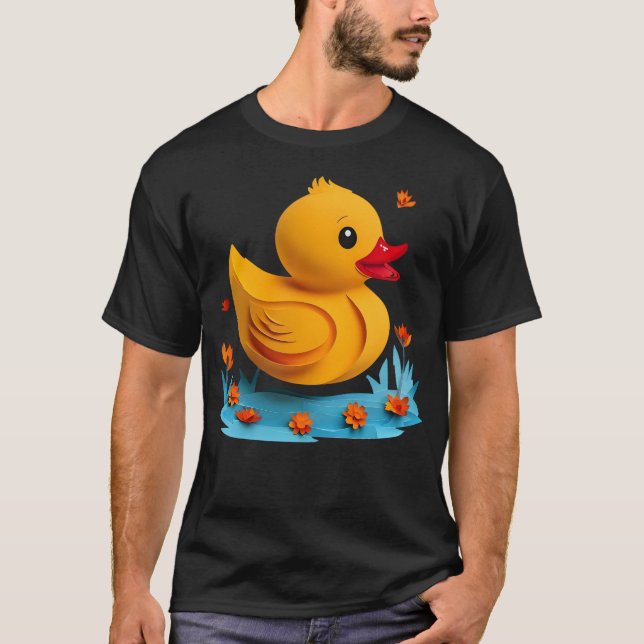 Serene Papercut Rubber Duck T-Shirt (Front)